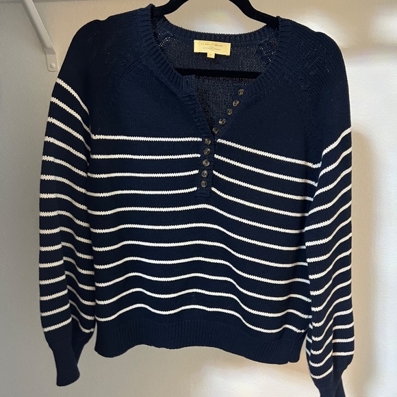 Sezane | LÉONTINE JUMPER | Small | Navy & Ecru - Picture 2 of 5